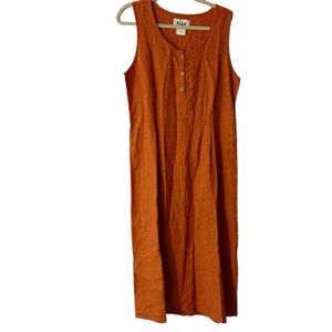 FLAX Orange 100% Linen Dress Size Small